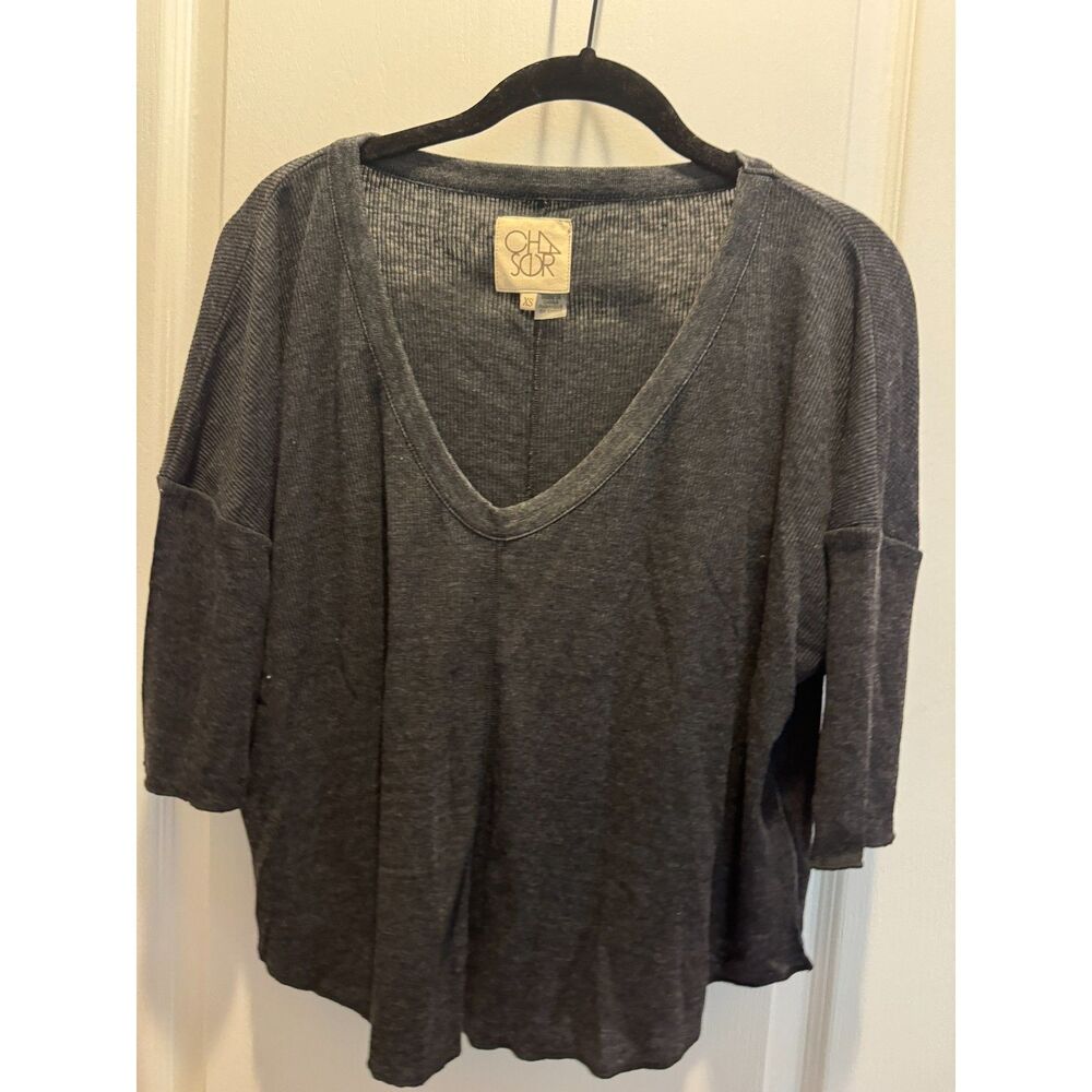 Anthropologie Chaser Waffle Ribbed V-Neck Dolman Tee